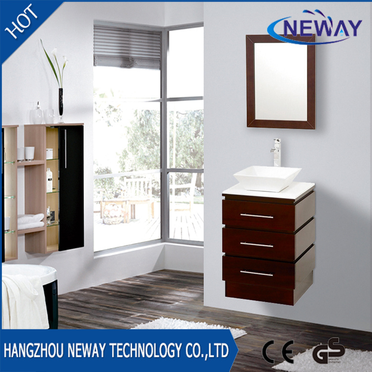 Modern Wall Mounted Wood Hotel Bathroom Furniture with Mirror