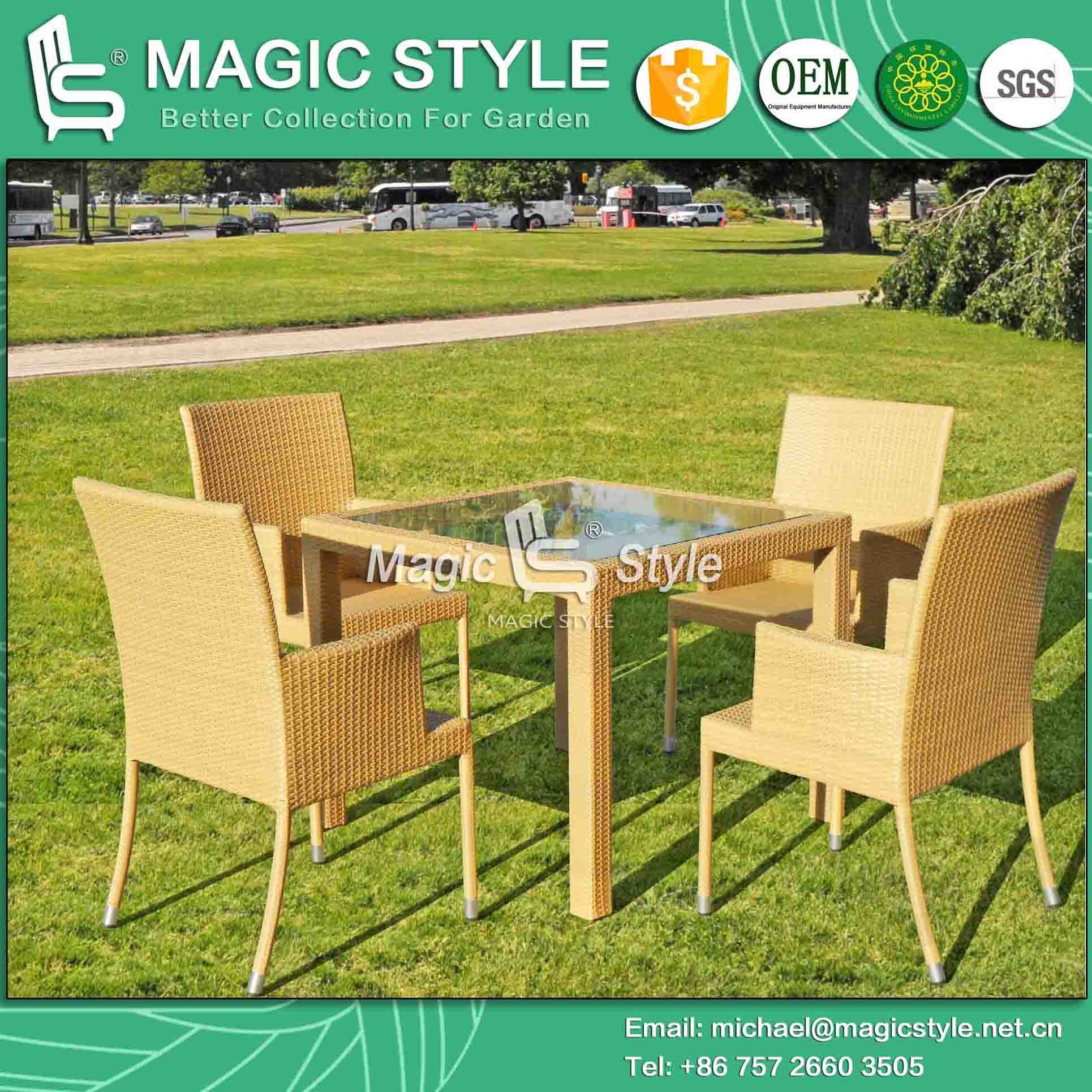 Rattan Dining Set Outdoor Wicker Dining Chair Patio Dining Chair (Magic Style)