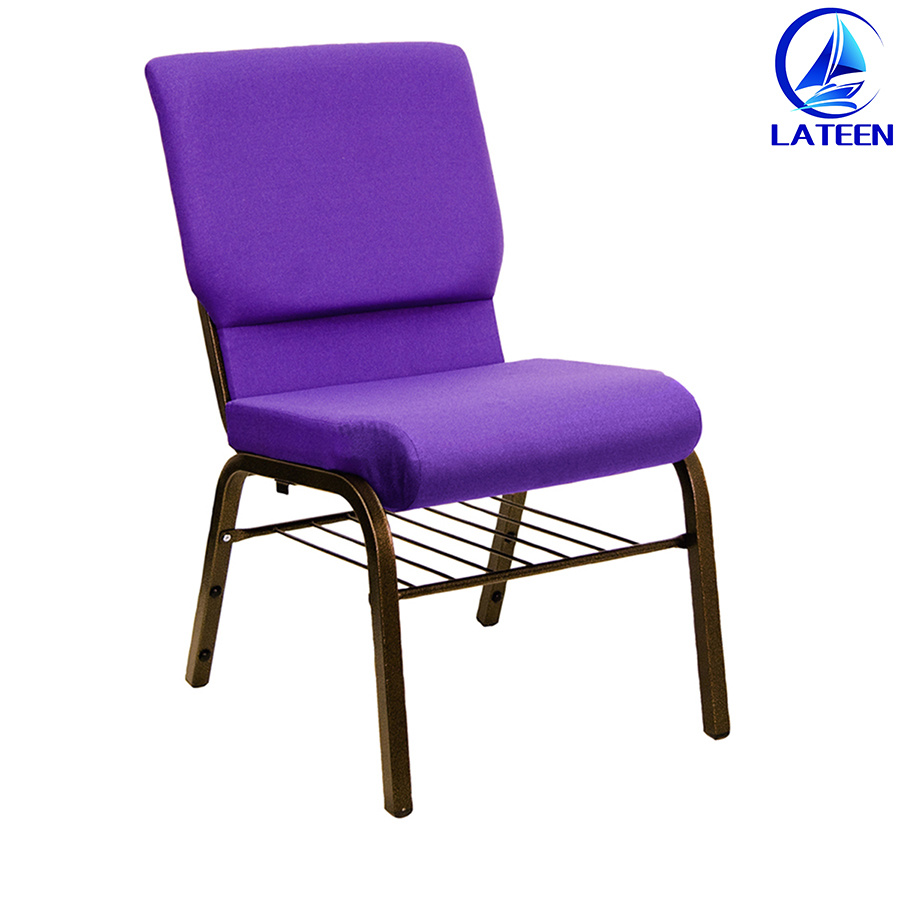 Production Comfortable Fabric Cushion Metal Church Chair