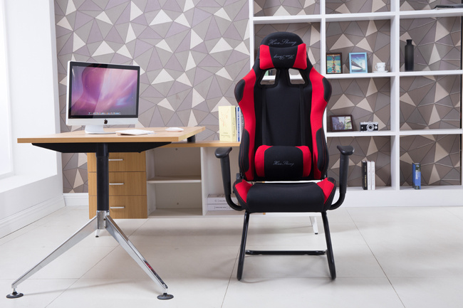 Racing Gaming Style PU Leather Metal Frame Office Chair Red