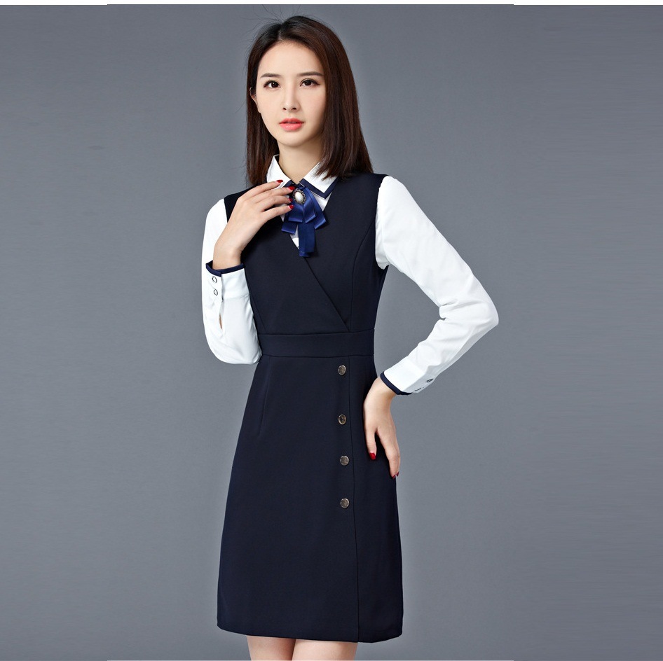 Womens Customized One Piece Casual Office Ladies MIDI Jumper Skirt