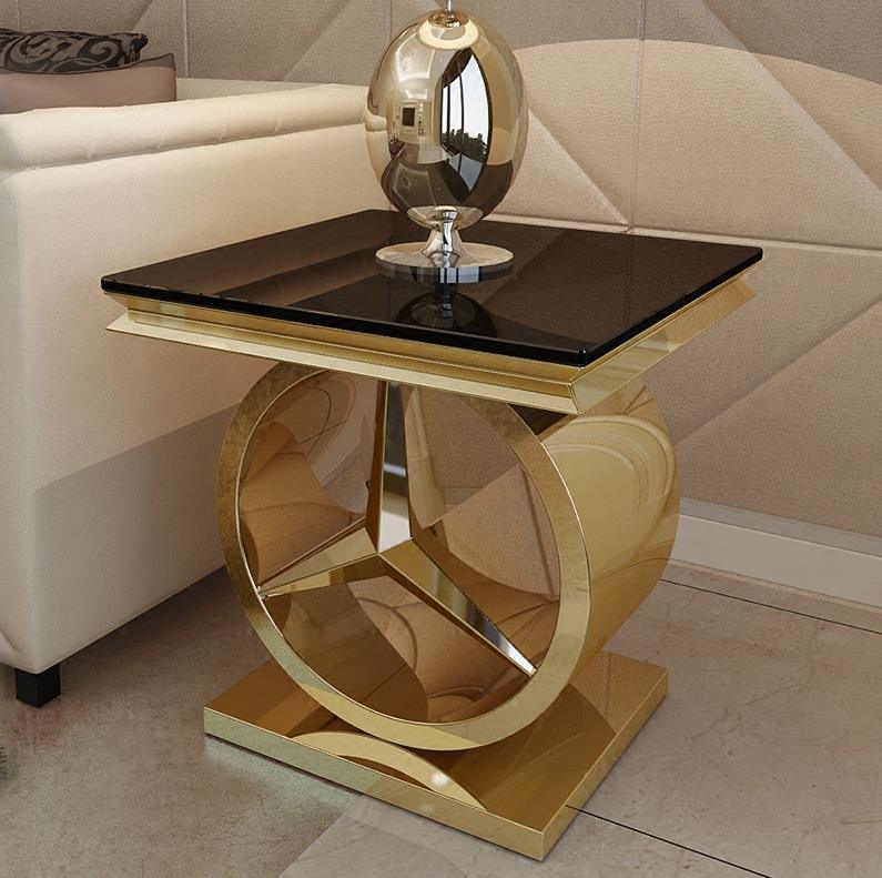 Marble+Stainless Steel Square Coffee Table