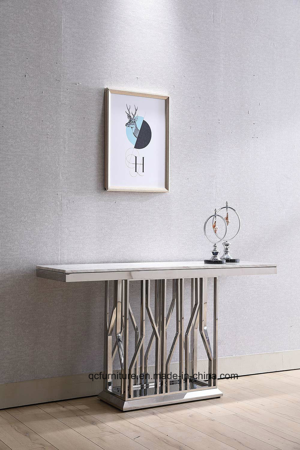 China Factory Offer Stainless Steel Marble Console Table