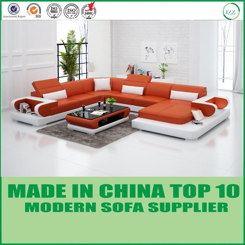 Modern Office Furniture Genuine Leather U Shape Sofa