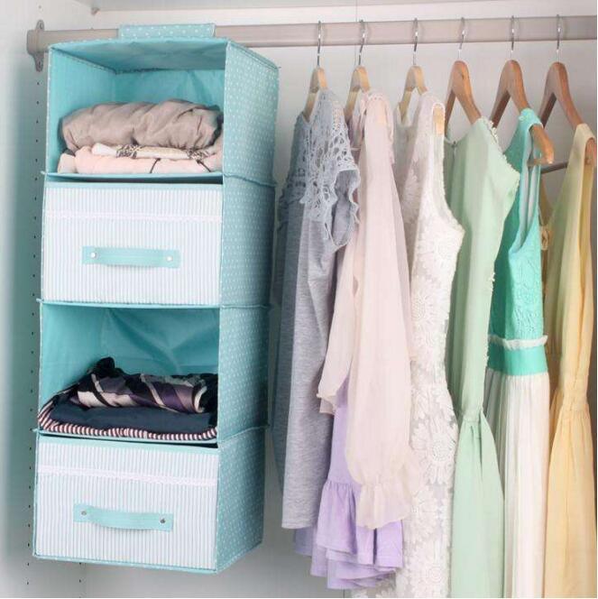 Wardrobe Inside Garment Fabric Hanging Organizer with Storage Drawer