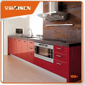 Flat Pack Modern Design MDF Board Red Lacquer Kitchen Cabinet