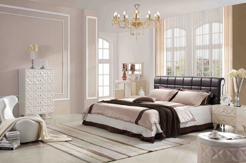 New Elegant Design Modern Genuine Leather Bed (HC1193) for Bedroom