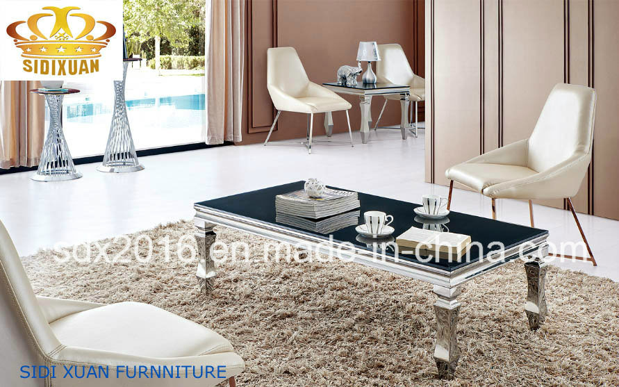 Modern Living Room Stainless Steel Glass Coffee Table