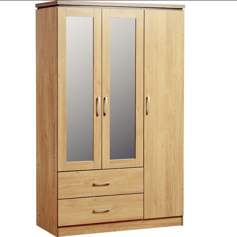 Wood Grain Color Wardrobe with Mirror