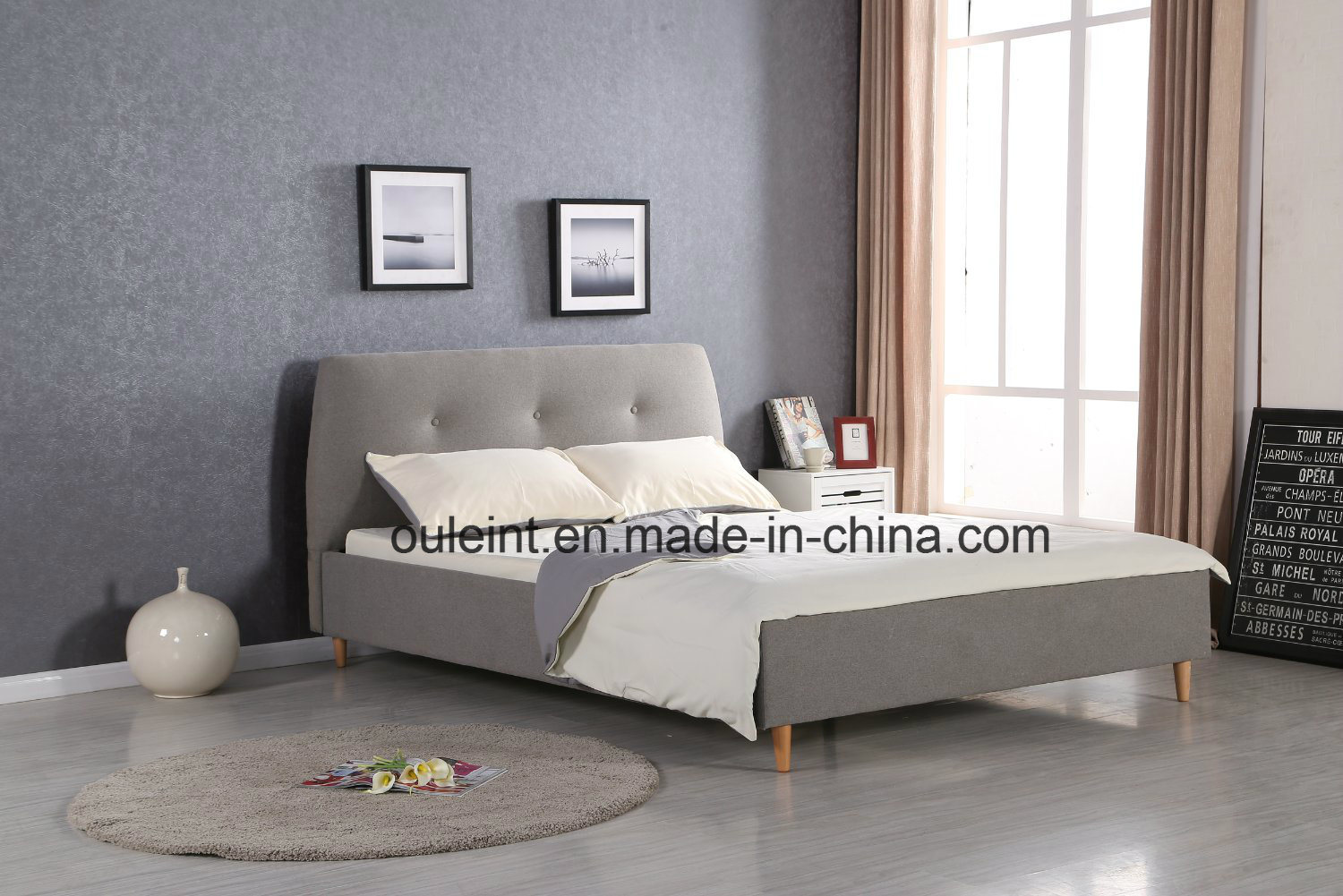 Morden Fabric Button King Bed (OL17160)