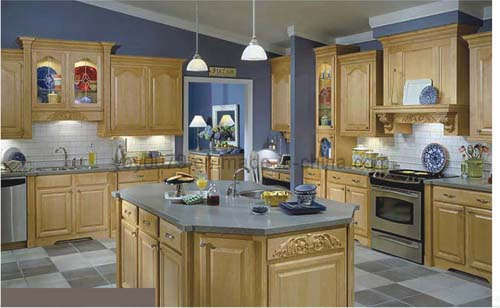 Maple Solid Wood Kitchen Cabinet Wooden Kitchen Cabinet (JX-KCSW025)