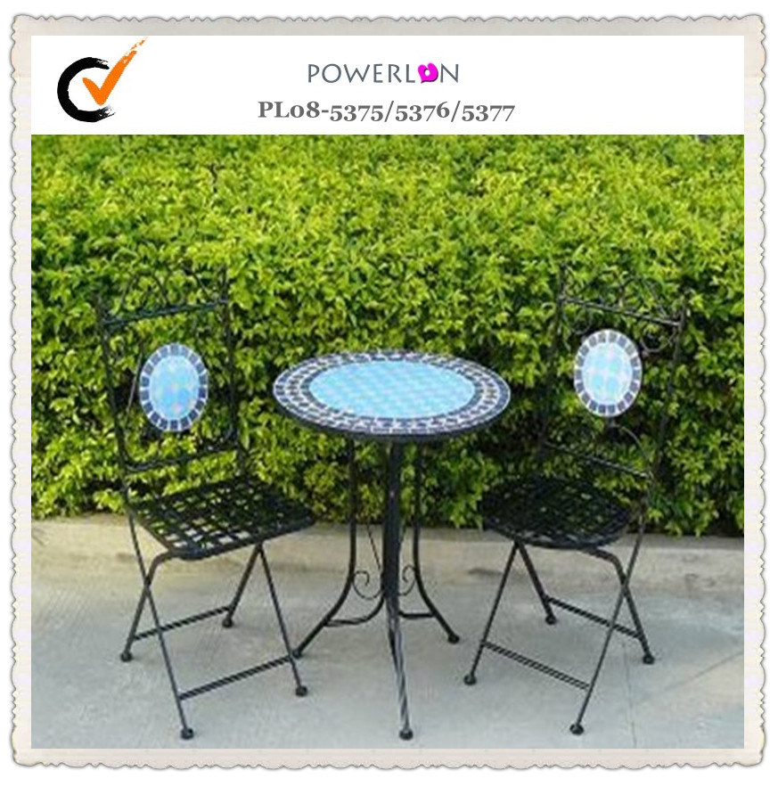 S/3 Brightly Colored Mosaic Patio Furniture