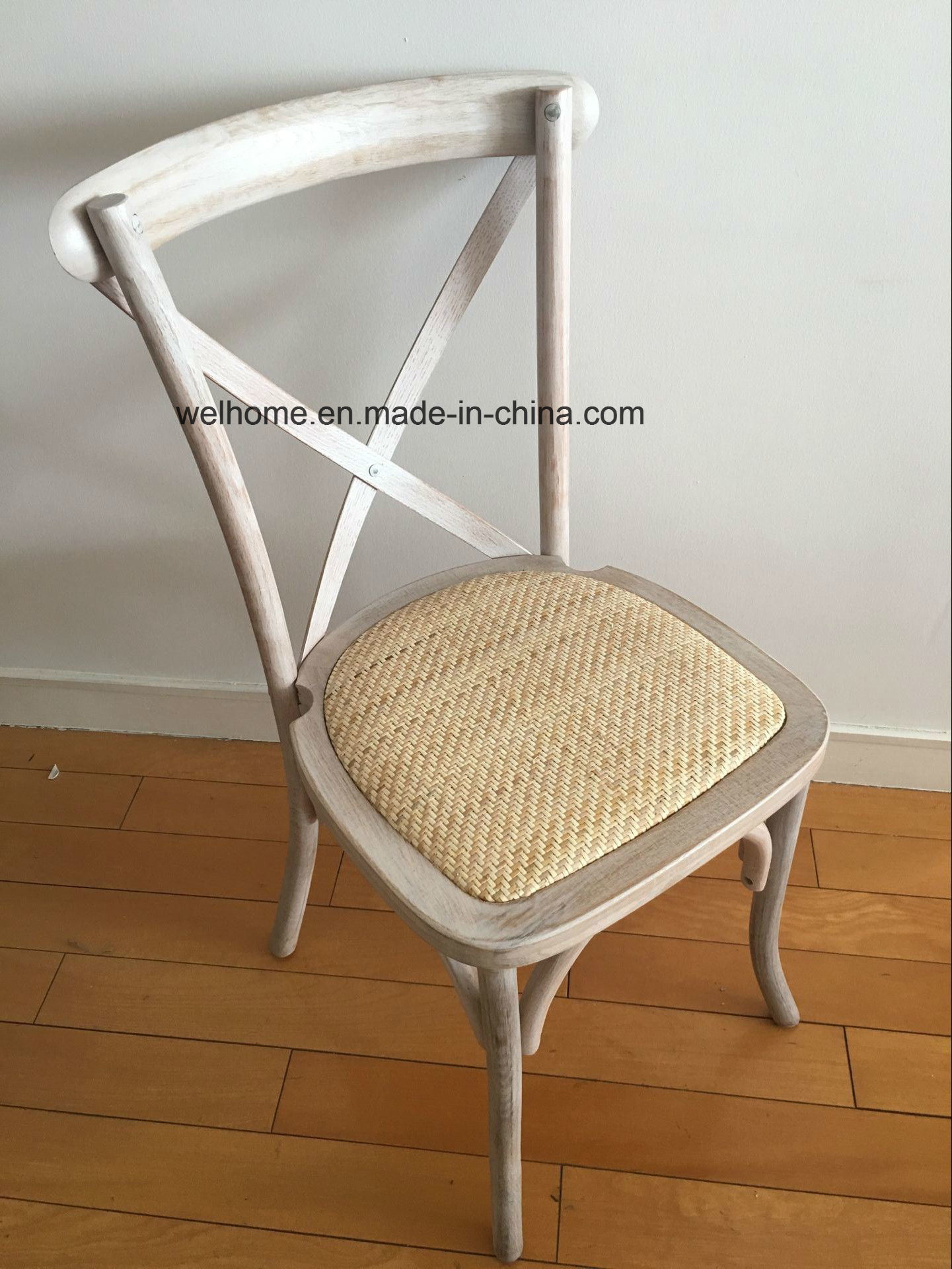 Limewash Cross Back Chair with Half Matte