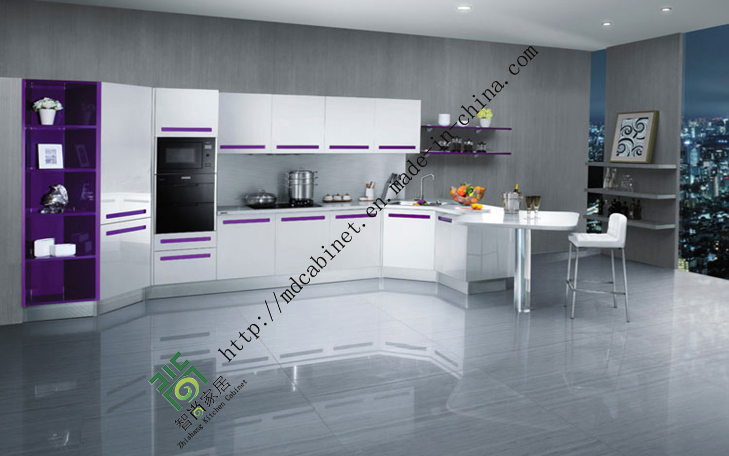 MDF Lacquer Kitchen Cabinet White Oak (zs-201)