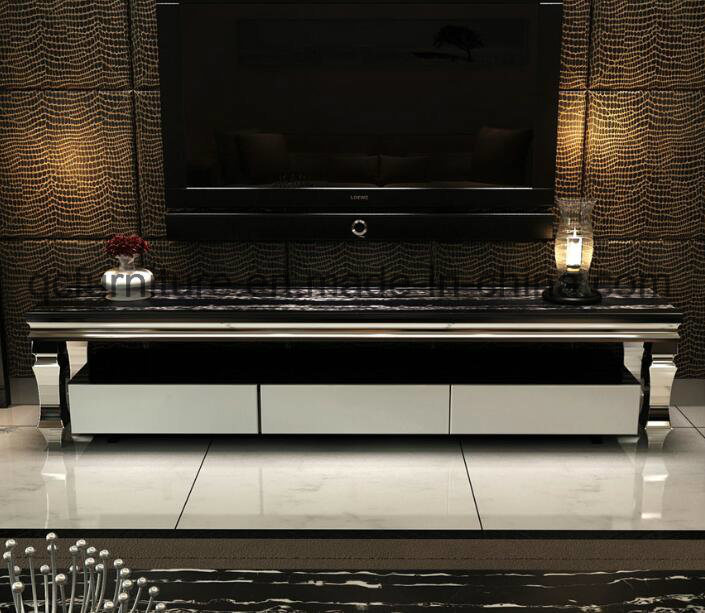 Simple Style Modern Stainless Steel TV Stand with Showcase