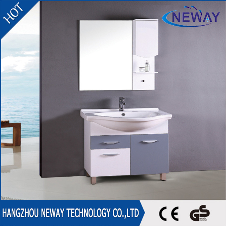 Simple Design PVC Ceramic Basin Unit Mirror Cabinet Bathroom