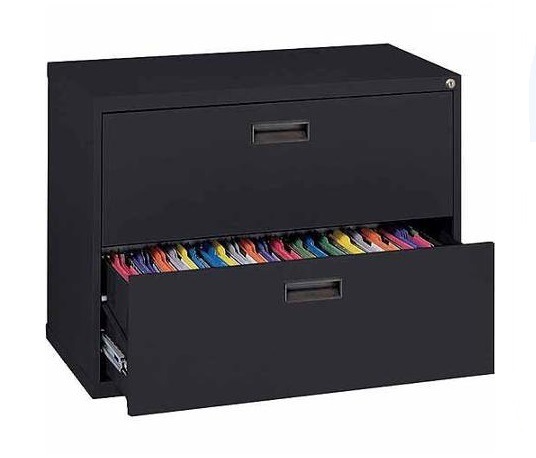 Black Steel Lateral Filing Cabinets with 2 Drawer