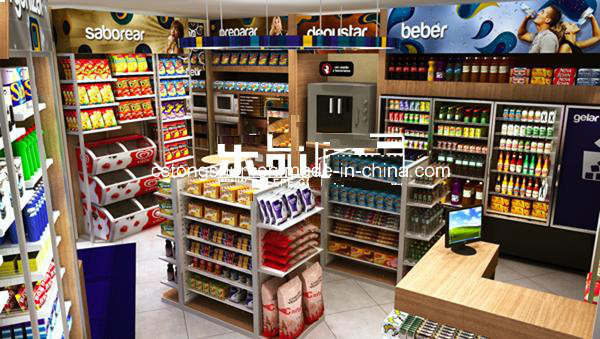 Supermarket Mini Shelf in Front of Counter