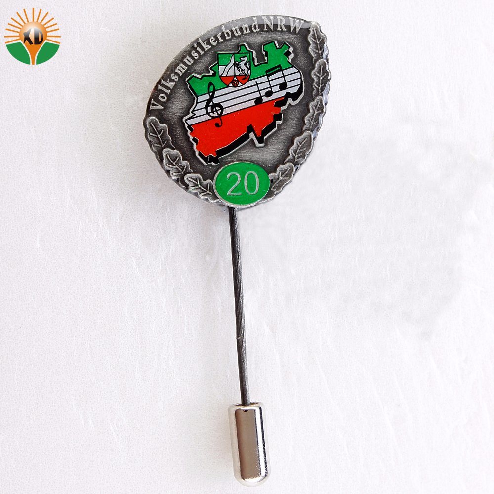 Nickel Plated Metal Shaped Metal Craft Long Needle Badge