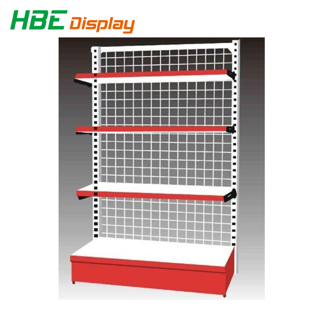 Supermarket Gondola Shelving with Wire Mesh Back Panel