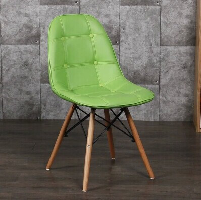 Hot Sale Eames Office Leather Chair with Wooden Leg