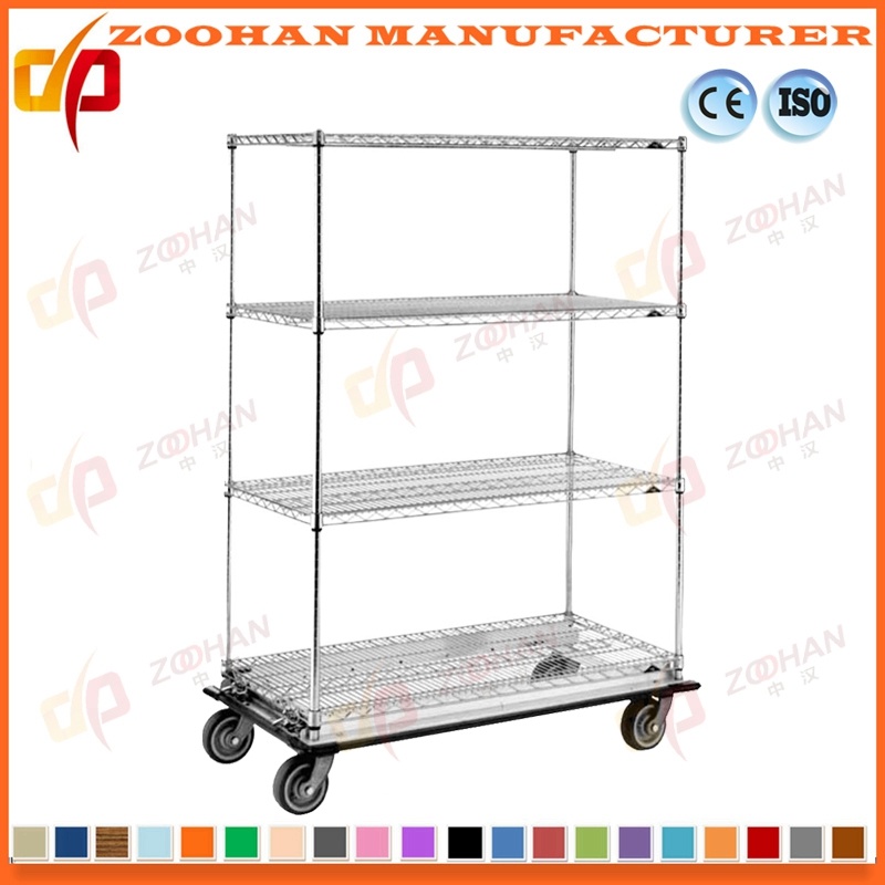 Metal Chrome Garage Storage Wire Shelving Organization with Wheels (Zhw148)