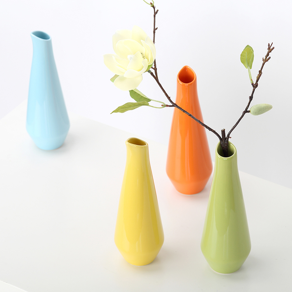 Wedding Ornaments Geometric Drop Shape Ceramics Vase Home Decoration Furnishing Flower Bottles Crafts Jardiniere