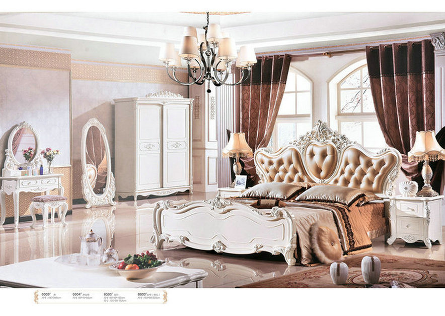 Royal Style Bedroom Set with Dresser, Wardrobe, Night Stand (6009)