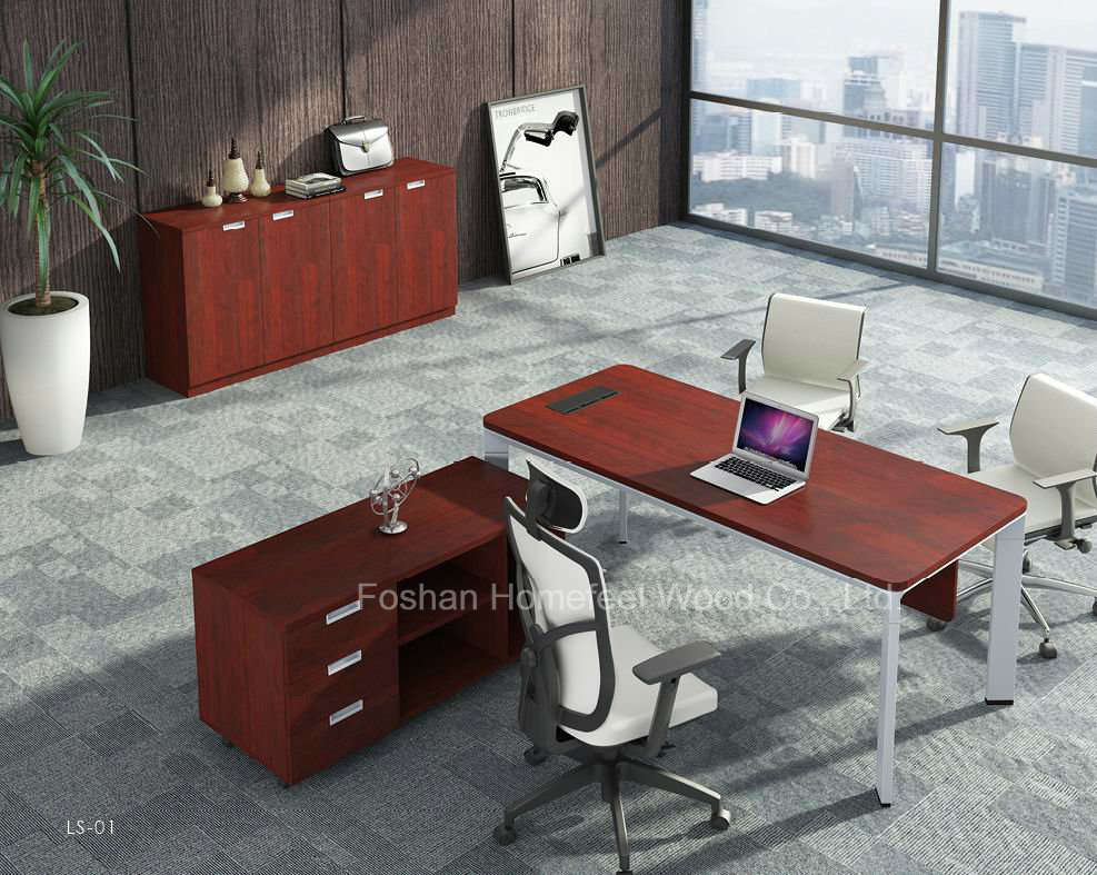 Modern Wooden Director Office Table with MFC Side Table (HF-YZL001)