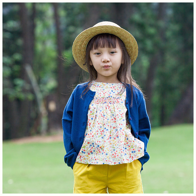 100% Wool Blue Cardigan for Girls