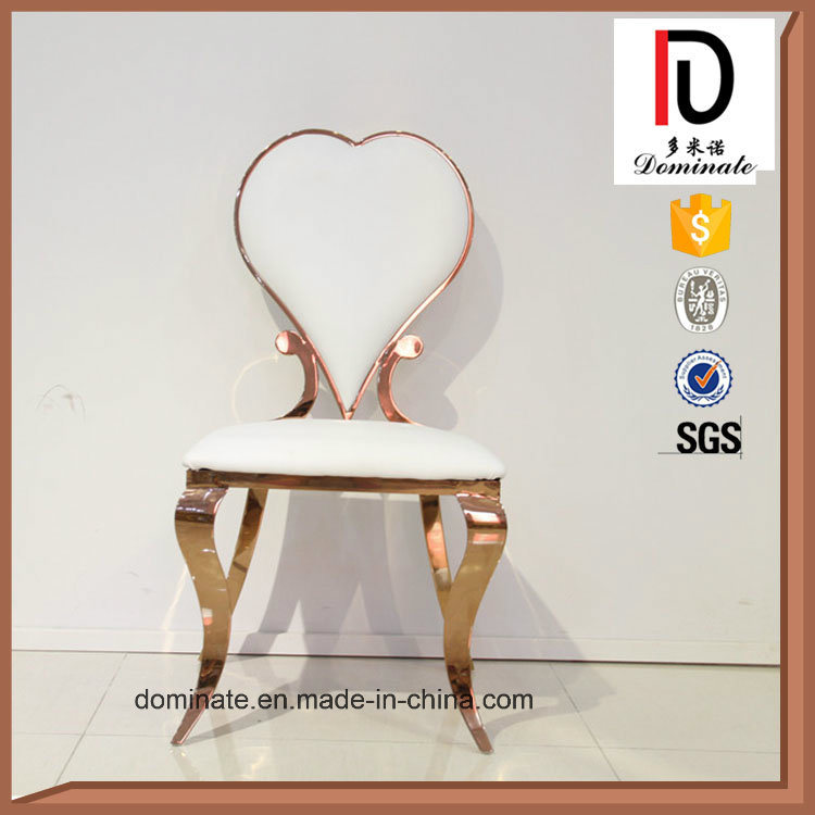 Heart Shape Golden Hotel Chair White Leather Wedding Chair