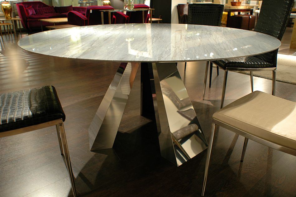 Luxury Round Stainless Steel Marble Top Dining Table