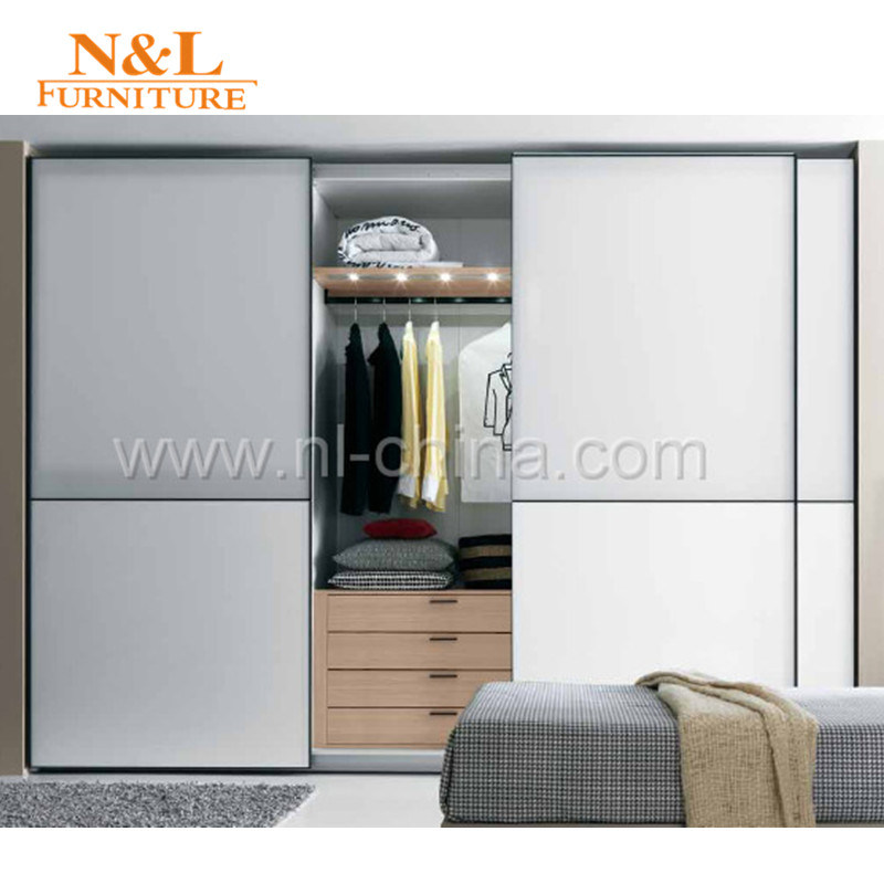 2017 Walk in Closet Furniture Wooden Glass Sliding Bedroom Wardrobe