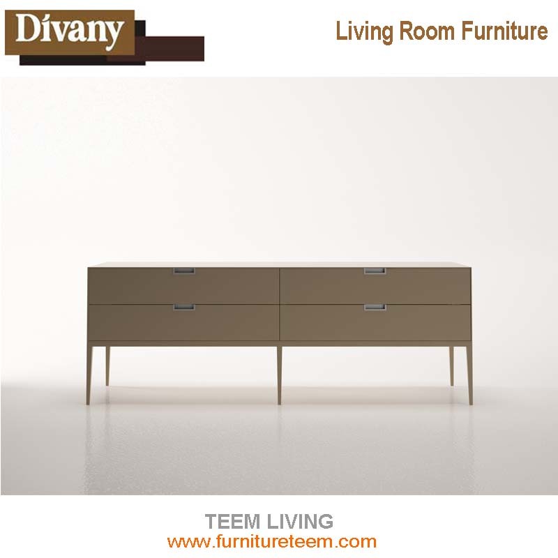 Modern Simple TV Stand, Walnut Wood Veneer TV Cabinet