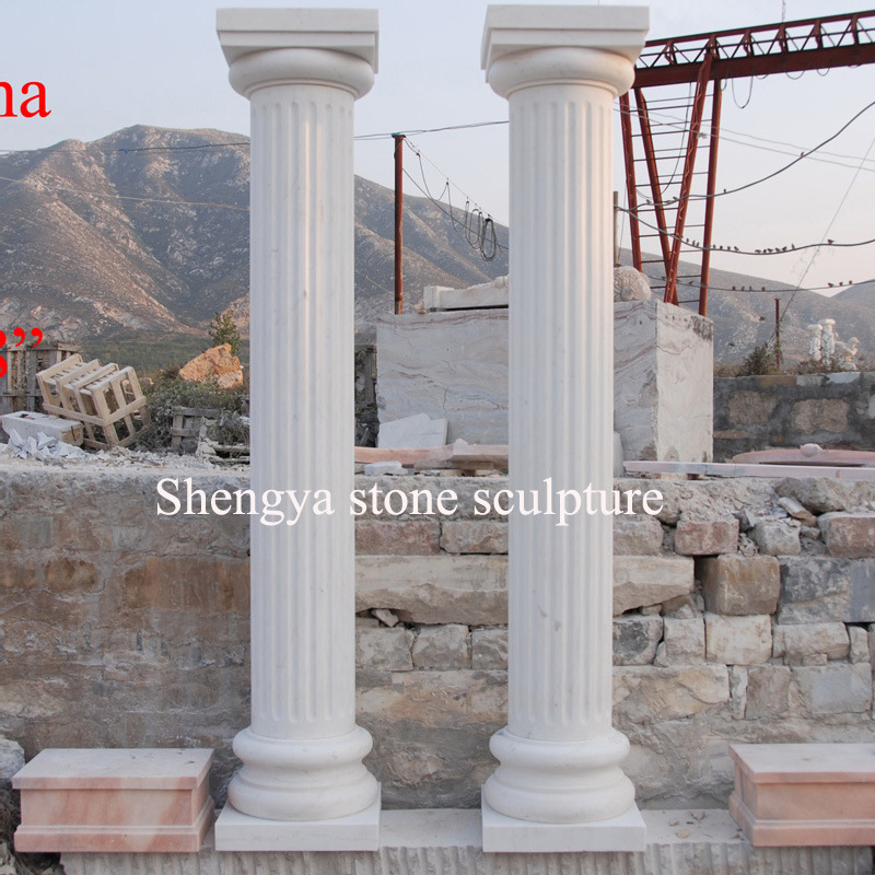 White Carrara Marble Stone Sculpture Column (SY-C006)