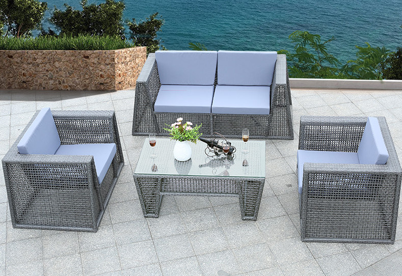 4 Pieces Outdoor Sofa Set Pation Sofa Rattan Furniture