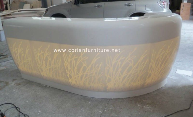 Corian LED Backlit Carved Round Reception Desk