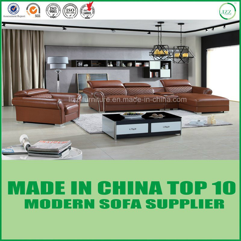 Modern Office Leather Sofa with Wooden Frame