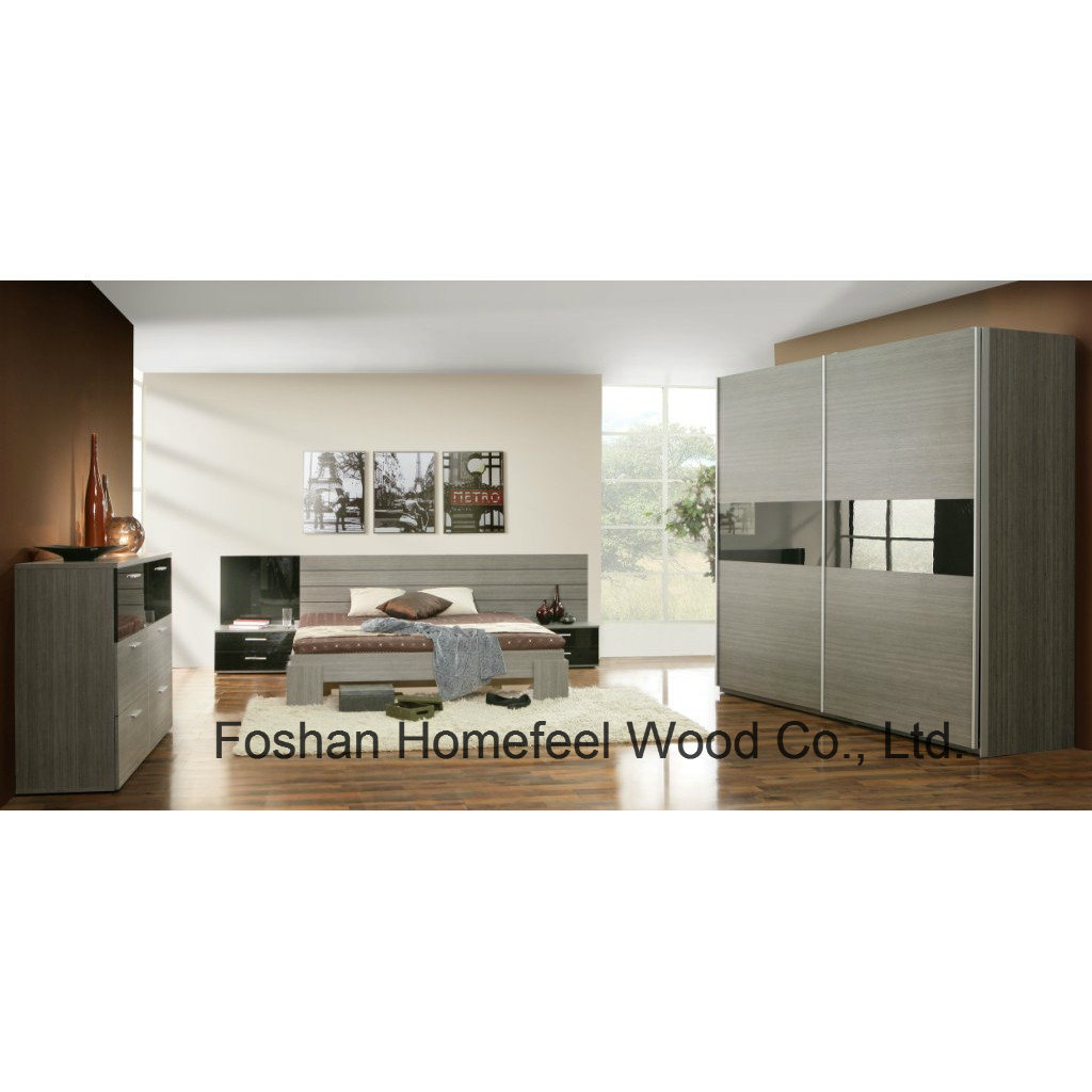 Dark Grey Bedroom Furniture Outer Sliding Wardrobe Closet (WB64)