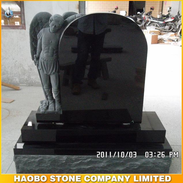 Shanxi Black Granite Headstone/Monument with Base with Carving