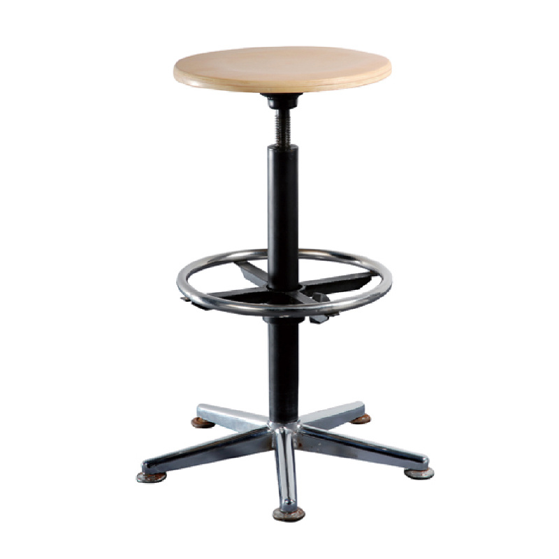 Wooden Top Stainless Steel Frame Swivel Bar Stool