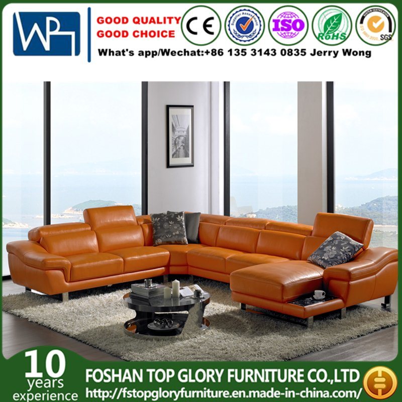 The Modern Orange Leather Sofa Set Living Room Furniture (TG-G2293)