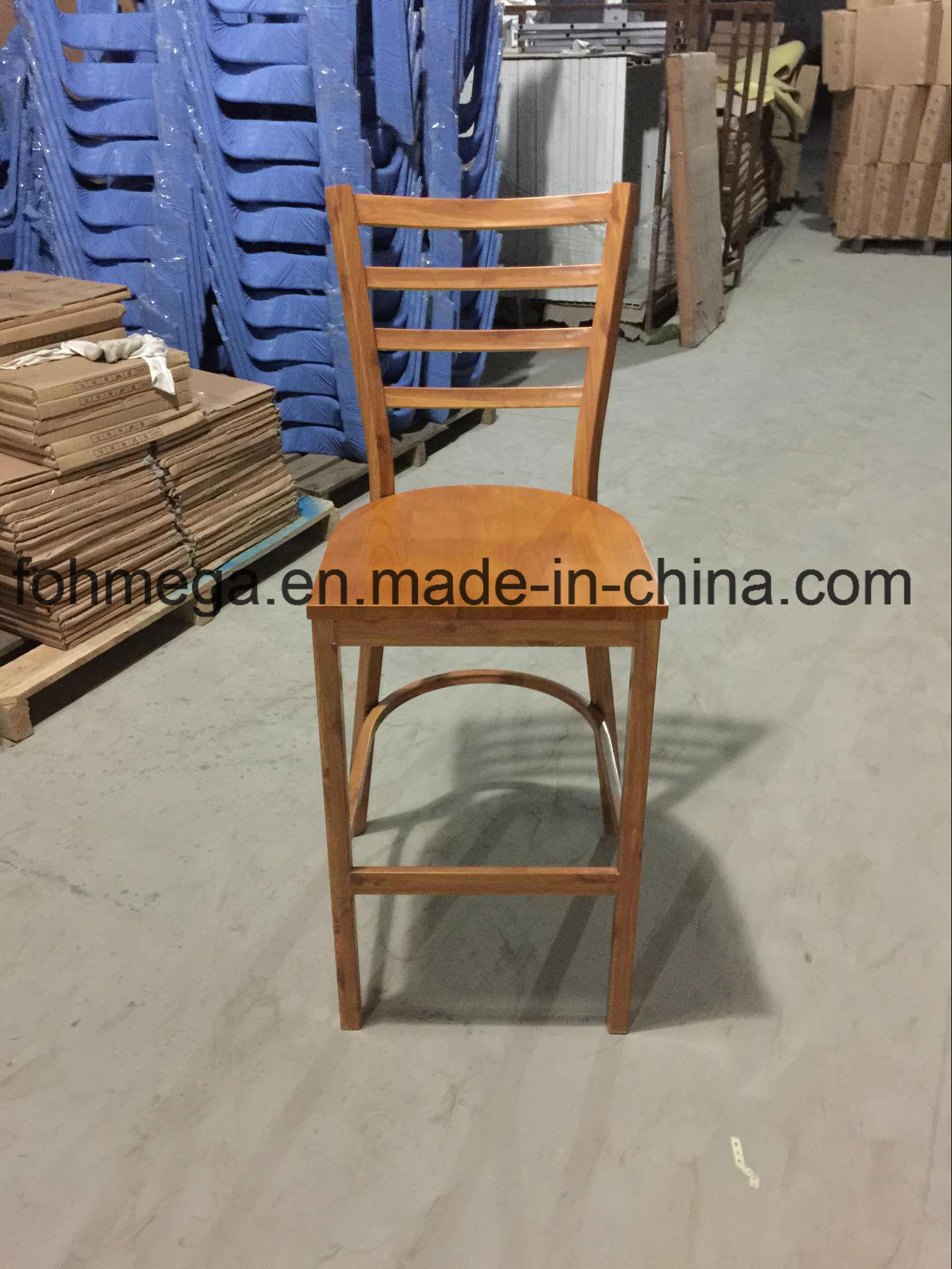 Wood Seat Metal Bar Stool for Restaurant (FOH-BC001)