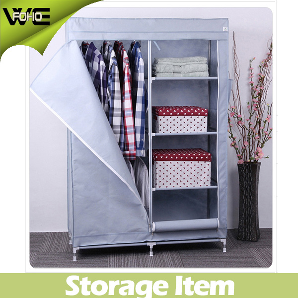 165mm Silver Gray Cloth Storage Metal Canvas Wardrobe