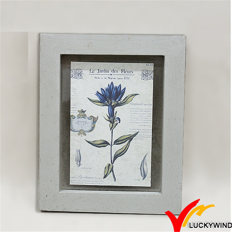 Gray French Antique Fsc Wood Flower Picture Frame