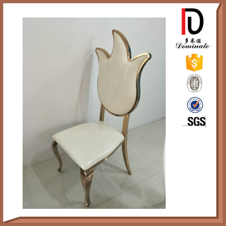 Latest Fire Shape Design Leather Dining Chair Stainless Steel Banquet Chairs