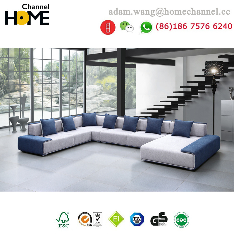 Modern European Design Living Room Furniture Large U Shaped Fabric Sofa (HC-R573)