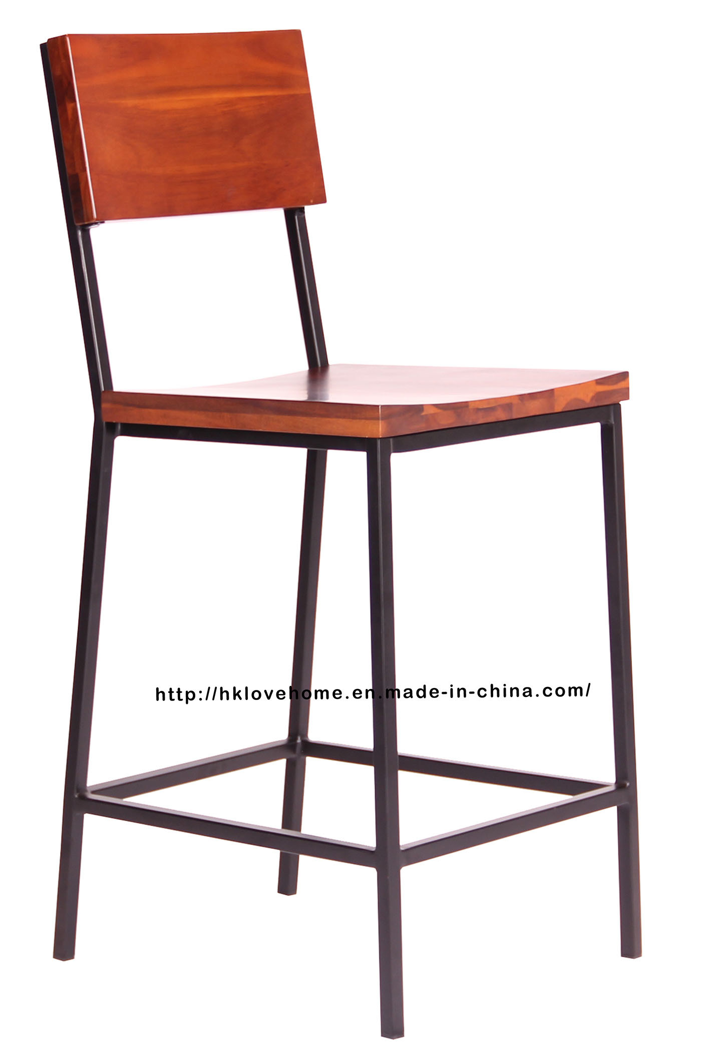 Morden Metal Dining Restaurant Solid Wooden Counter Bar Chair