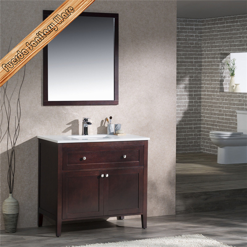 Fed-1960 36 Inch Elegant Solid Wood Quartz Top Modern Bathroom Furniture