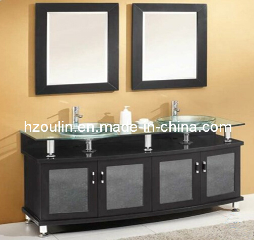 Double Sink Glass Bathroom Vanity (BA-1129)